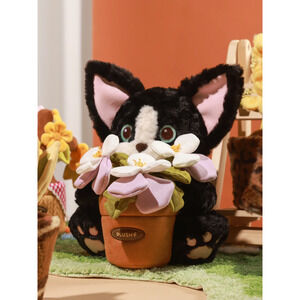 Plushf - Black cat hug flower pot planter plush